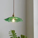 Dennehy Lotus Retro Glass Pendant Light - Vintage Mid-Century Floral Lamp