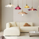 Dennehy Lotus Retro Glass Pendant Light - Vintage Mid-Century Floral Lamp
