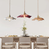 Dennehy Lotus Retro Glass Pendant Light - Vintage Mid-Century Floral Lamp