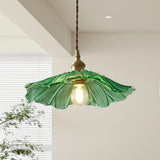 Dennehy Lotus Retro Glass Pendant Light - Vintage Mid-Century Floral Lamp