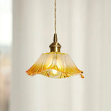 Dennehy Lotus Retro Glass Pendant Light - Vintage Mid-Century Floral Lamp