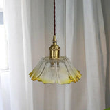 Dennehy Lotus Retro Glass Pendant Light - Vintage Mid-Century Floral Lamp