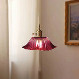 Dennehy Lotus Retro Glass Pendant Light - Vintage Mid-Century Floral Lamp