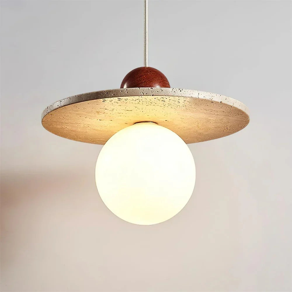 Lysira Skandinavien Travertin Scheiben-Pendelleuchte | Minimalistische Steinlampe