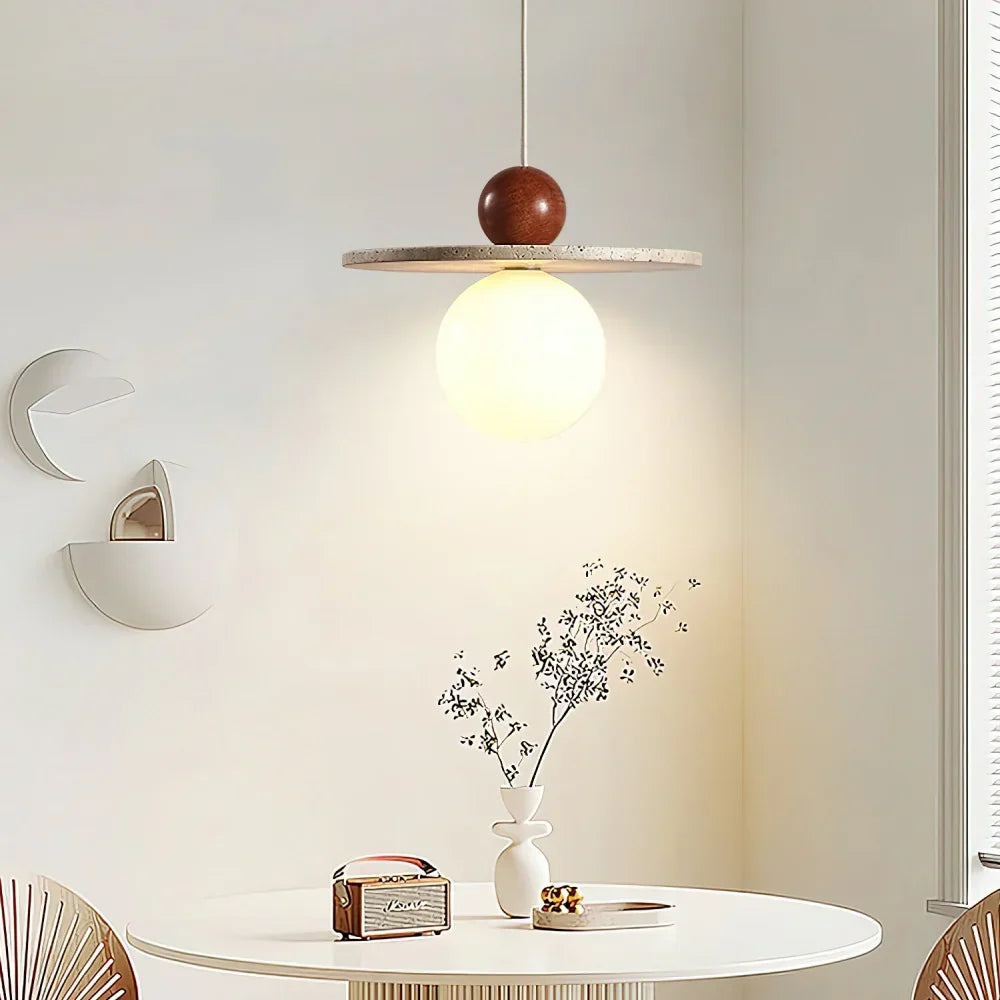 Lysira Skandinavien Travertin Scheiben-Pendelleuchte | Minimalistische Steinlampe