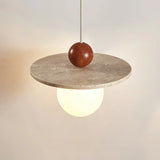 Lysira Skandinavien Travertin Scheiben-Pendelleuchte | Minimalistische Steinlampe