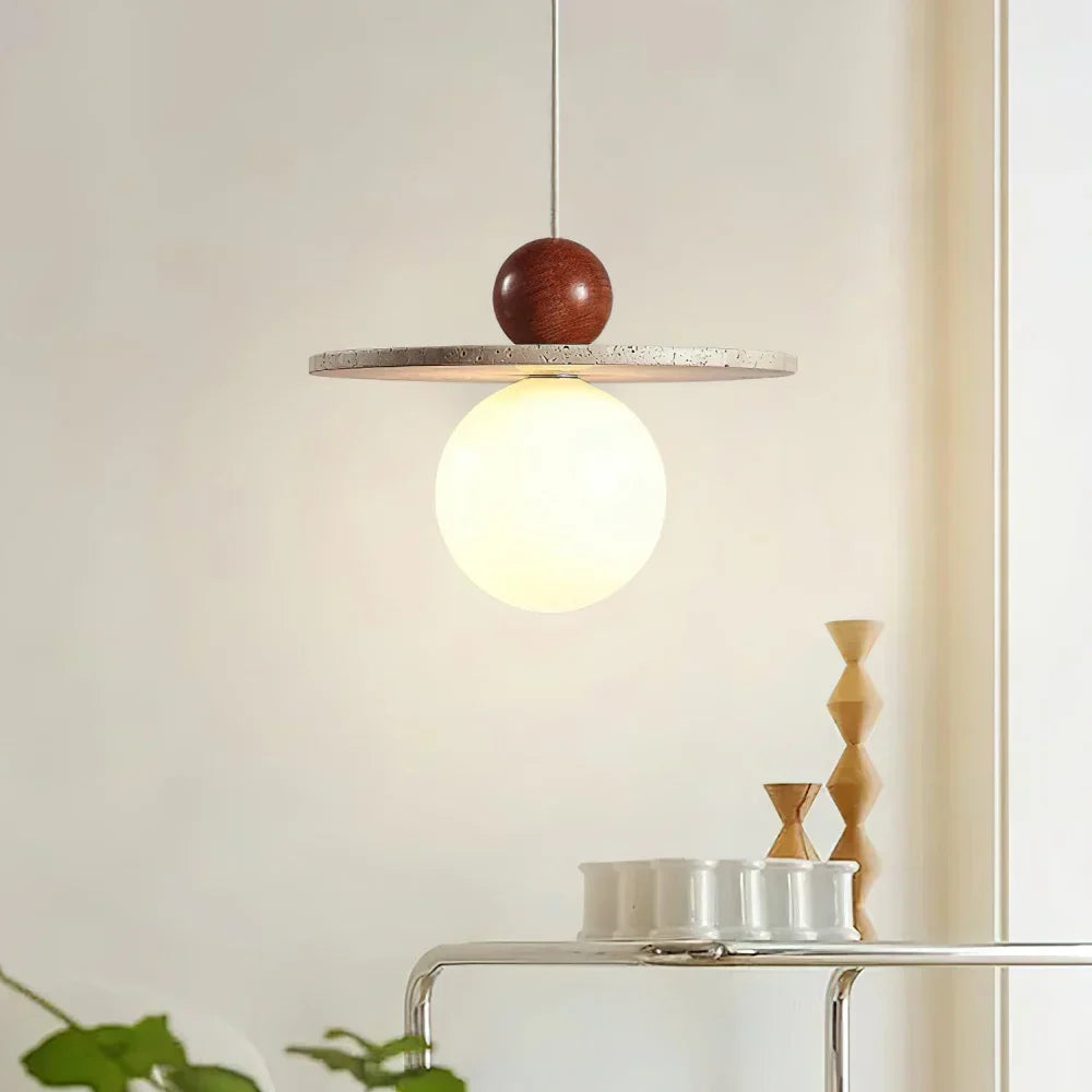 Suspension Lysira Scandinavia en travertin | Lampe en pierre minimaliste