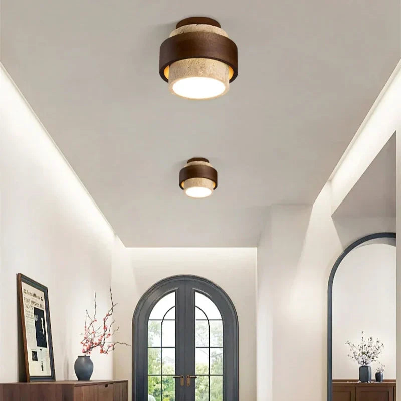 Owen Travertin Wabi-Sabi Deckenleuchte – Handgefertigte minimalistische Deckenlampe