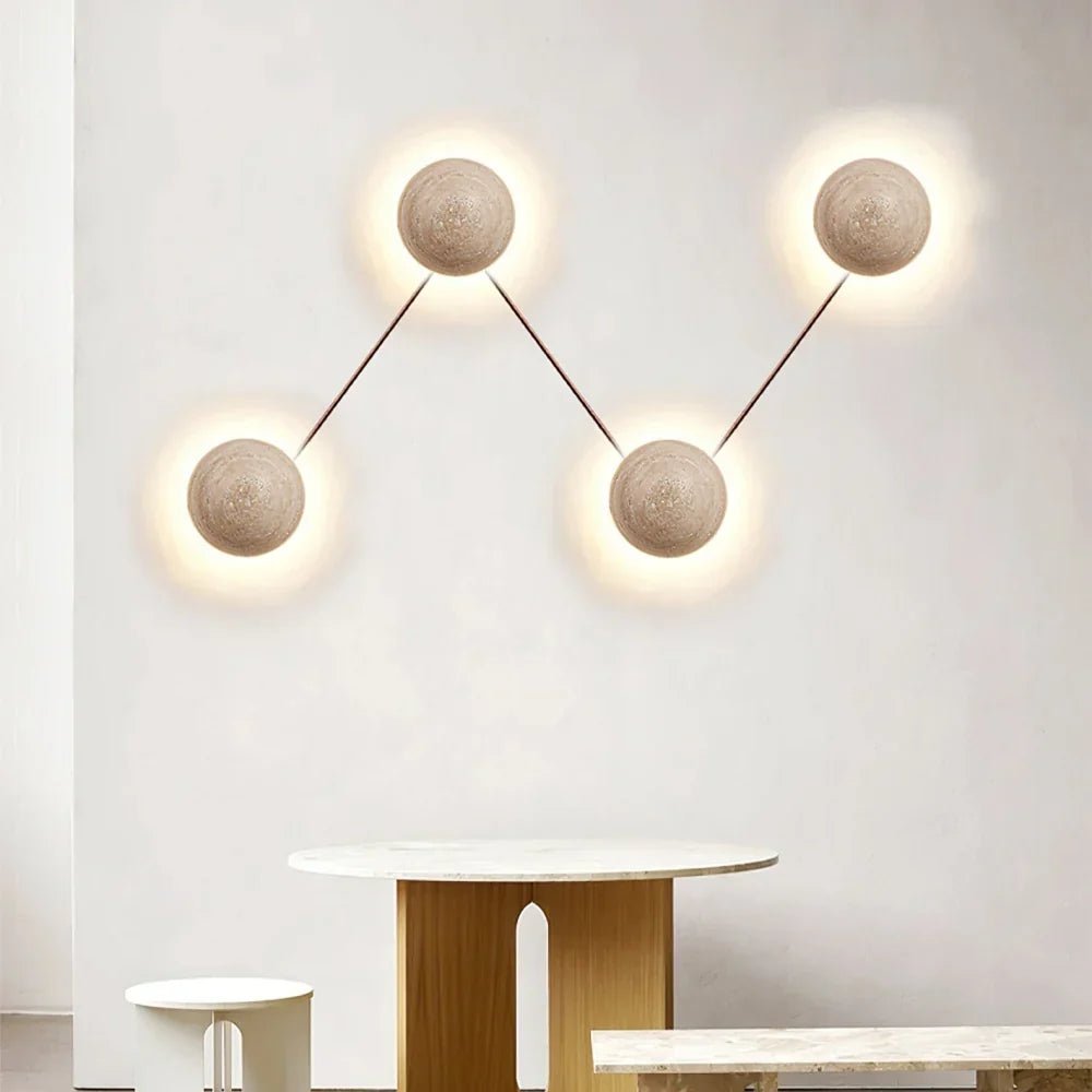 Applique Murale Ronde Ralvion Nordic Travertine - Sconce Minimaliste en Pierre Naturelle