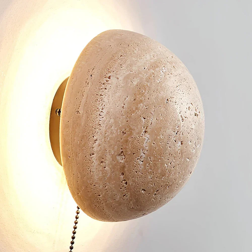 Applique Murale Ronde Ralvion Nordic Travertine - Sconce Minimaliste en Pierre Naturelle