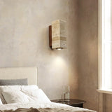 Sylvenna Vintage Column Travertine Wall Light | Natural Stone Sconce