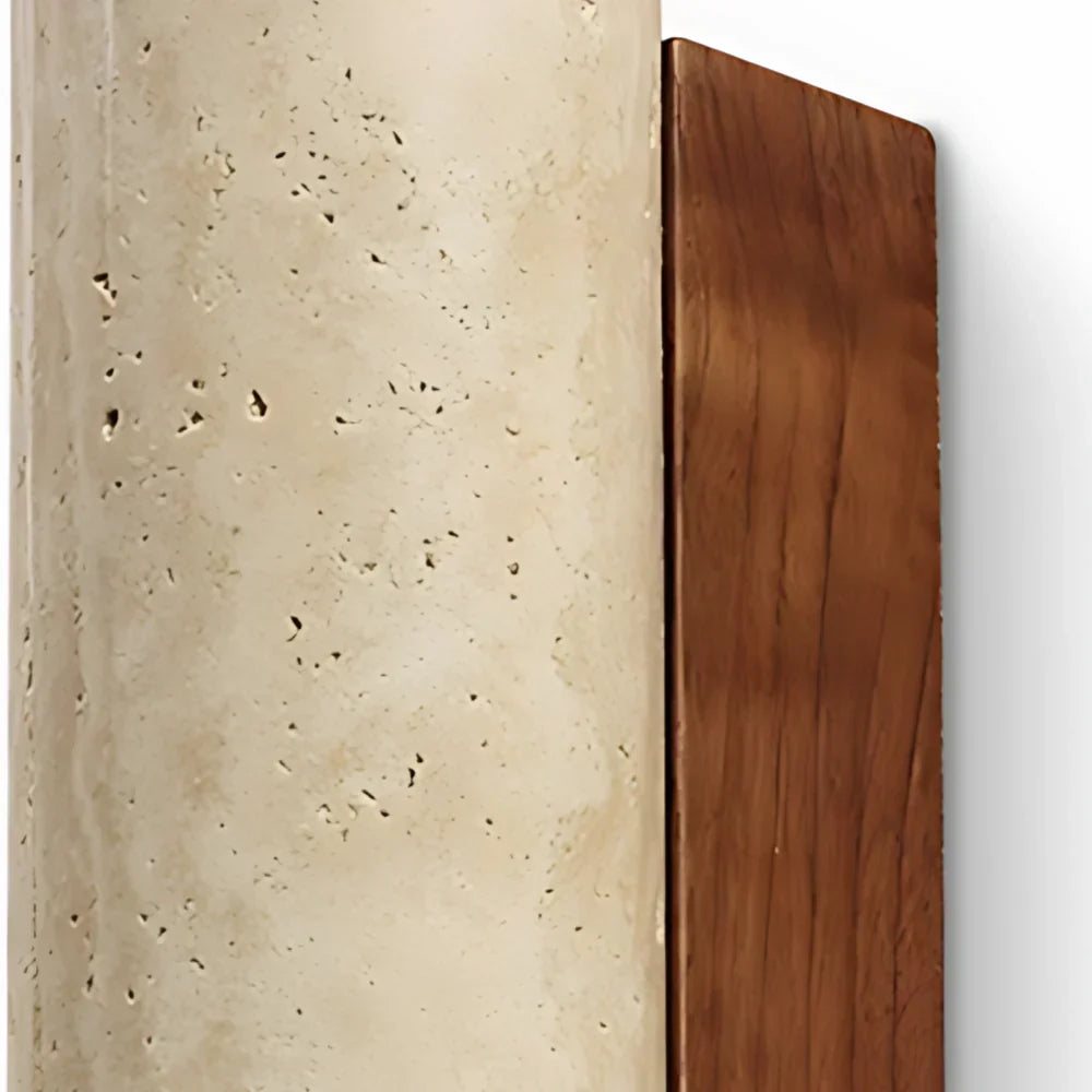 Sylvenna Vintage Column Travertine Wall Light | Natural Stone Sconce