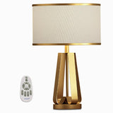 22 Inch 1 Light Golden Faux Silk And Brass Geometric Table Lamp