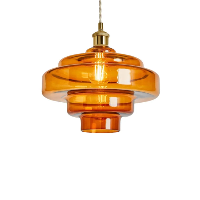 Valenra Macaron Orange Glass Pendant Light | Mid-Century Tiered Lamp