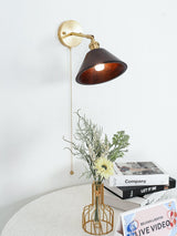 Vintage Wood Plug In Wall Lamp