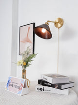 Vintage Wood Plug In Wall Lamp