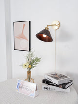 Vintage Wood Plug In Wall Lamp