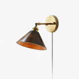 Vintage Wood Plug In Wall Lamp