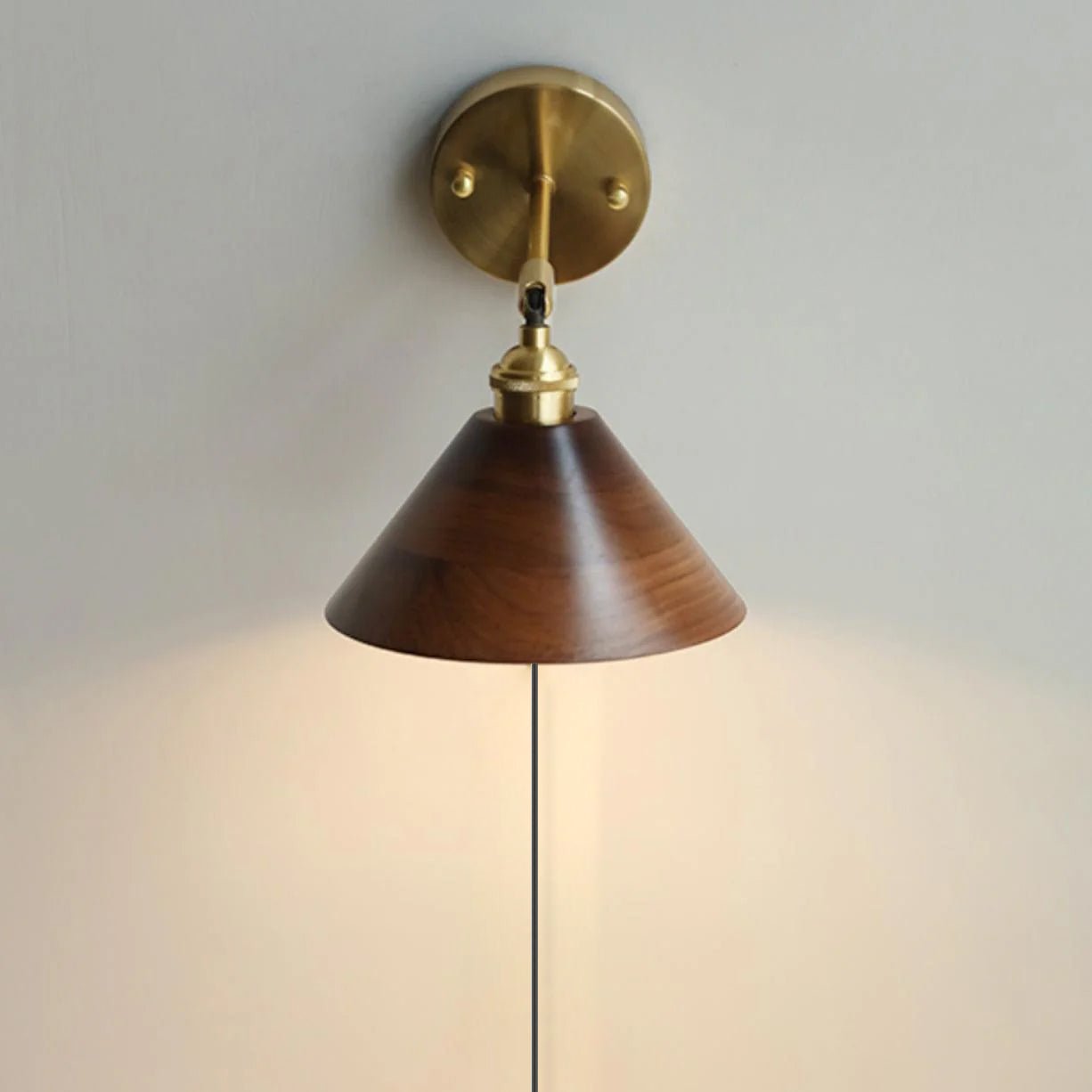 Vintage Wood Plug In Wall Lamp