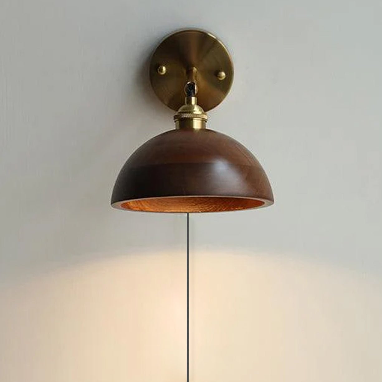 Vintage Wood Plug In Wall Lamp