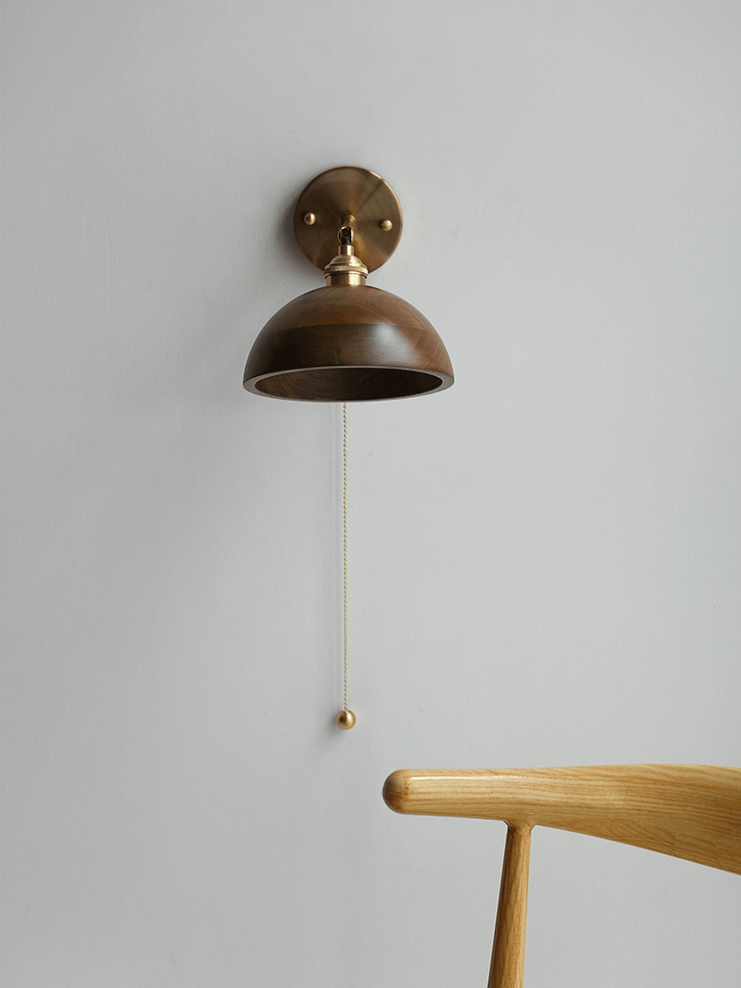Vintage Wood Plug In Wall Lamp