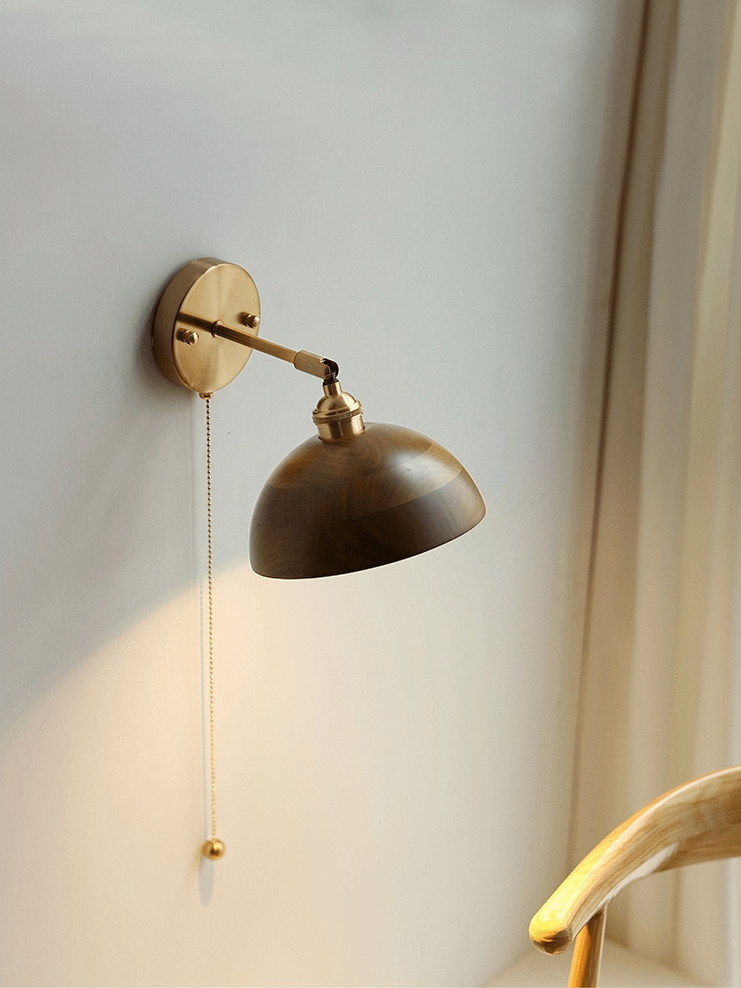 Vintage Wood Plug In Wall Lamp