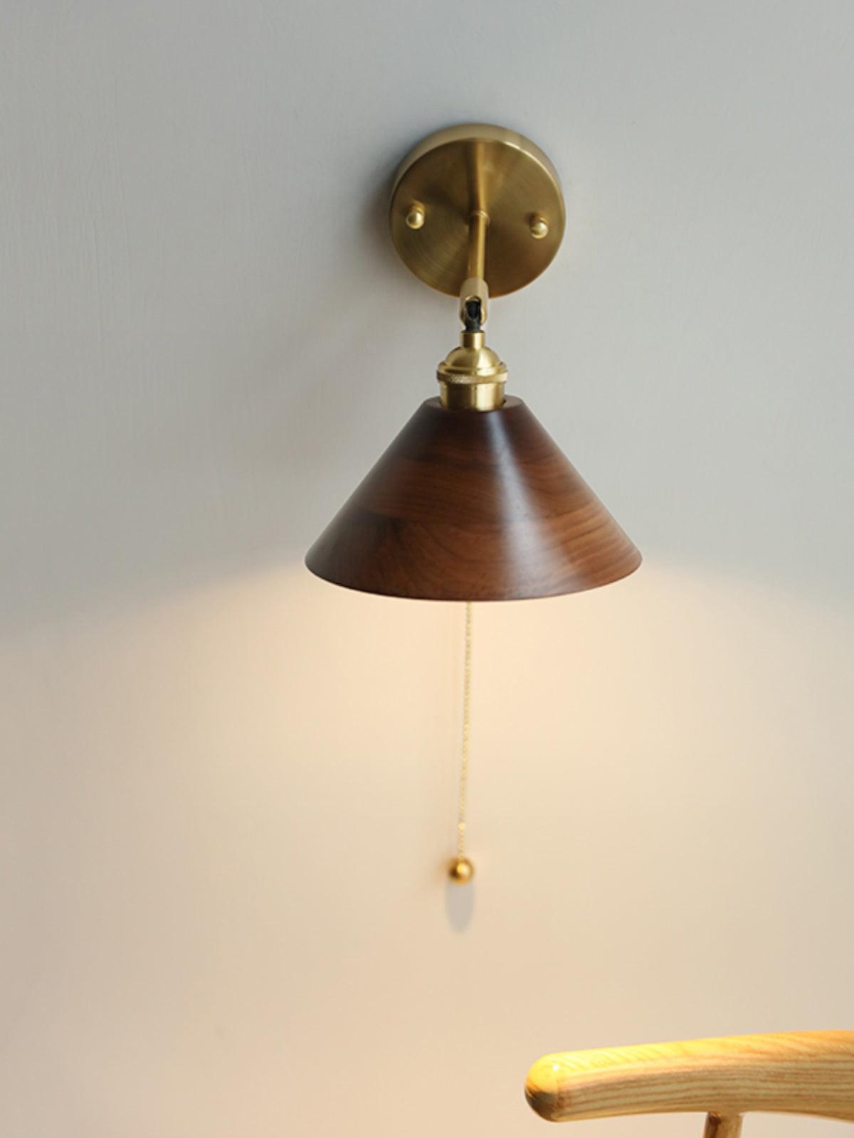 Vintage Wood Plug In Wall Lamp
