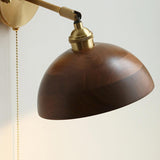 Vintage Wood Plug In Wall Lamp