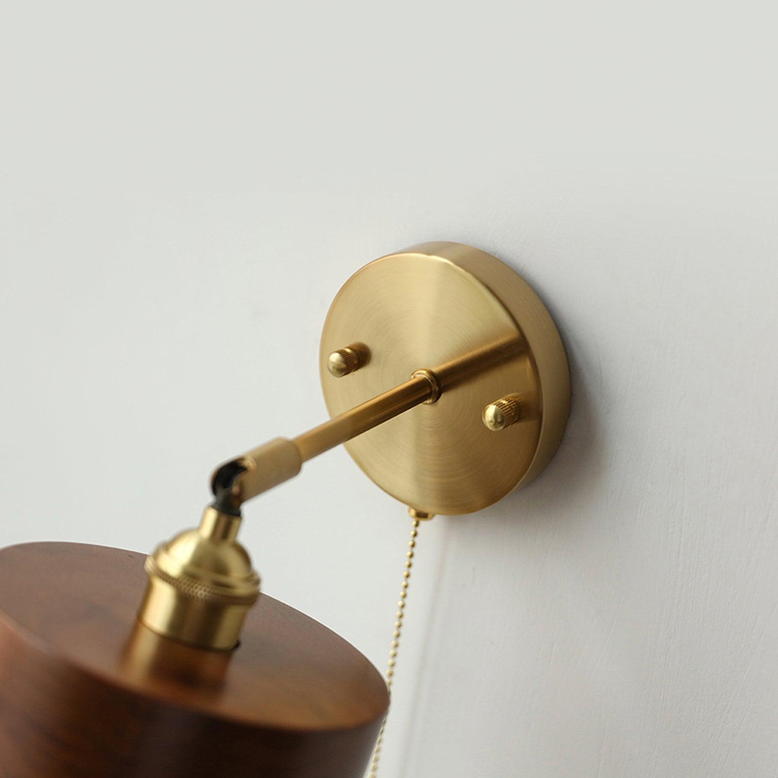 Vintage Wood Plug In Wall Lamp