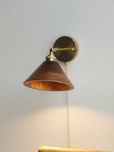 Vintage Wood Plug In Wall Lamp