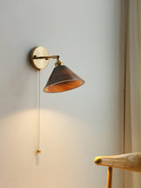 Vintage Wood Plug In Wall Lamp