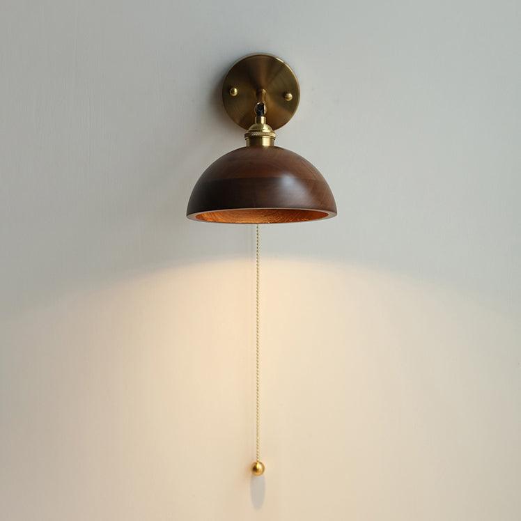 Vintage Wood Plug In Wall Lamp