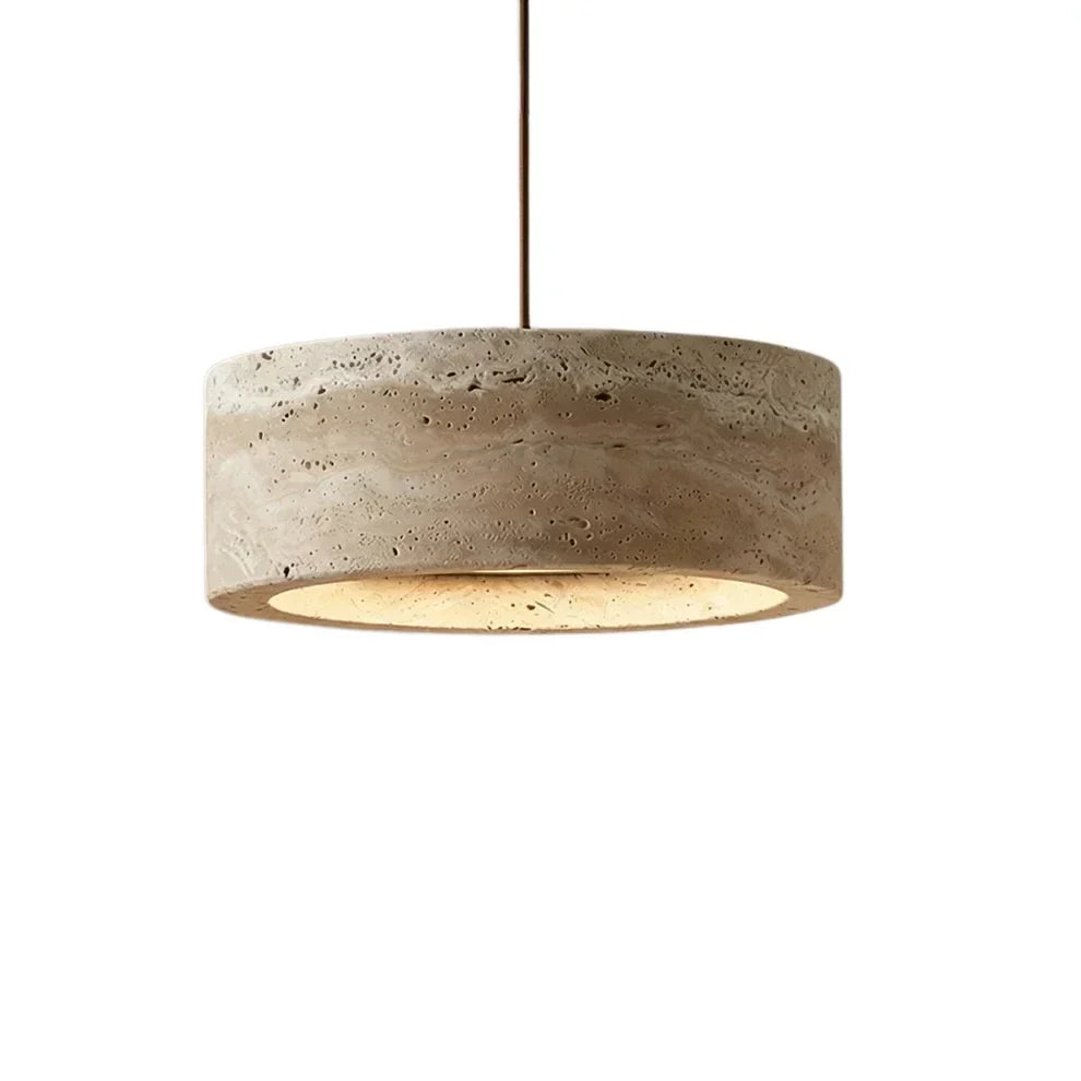 Yannick Wabi Sabi Travertin Pendelleuchte | Esstischlampe aus Naturstein