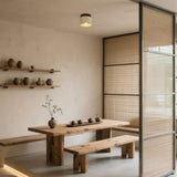 Plafonnier Wabi-Sabi en Travertin et Bois Yetvee | Éclairage Minimaliste