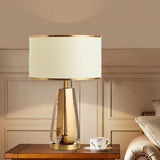 22 Inch 1 Light Golden Faux Silk And Brass Geometric Table Lamp