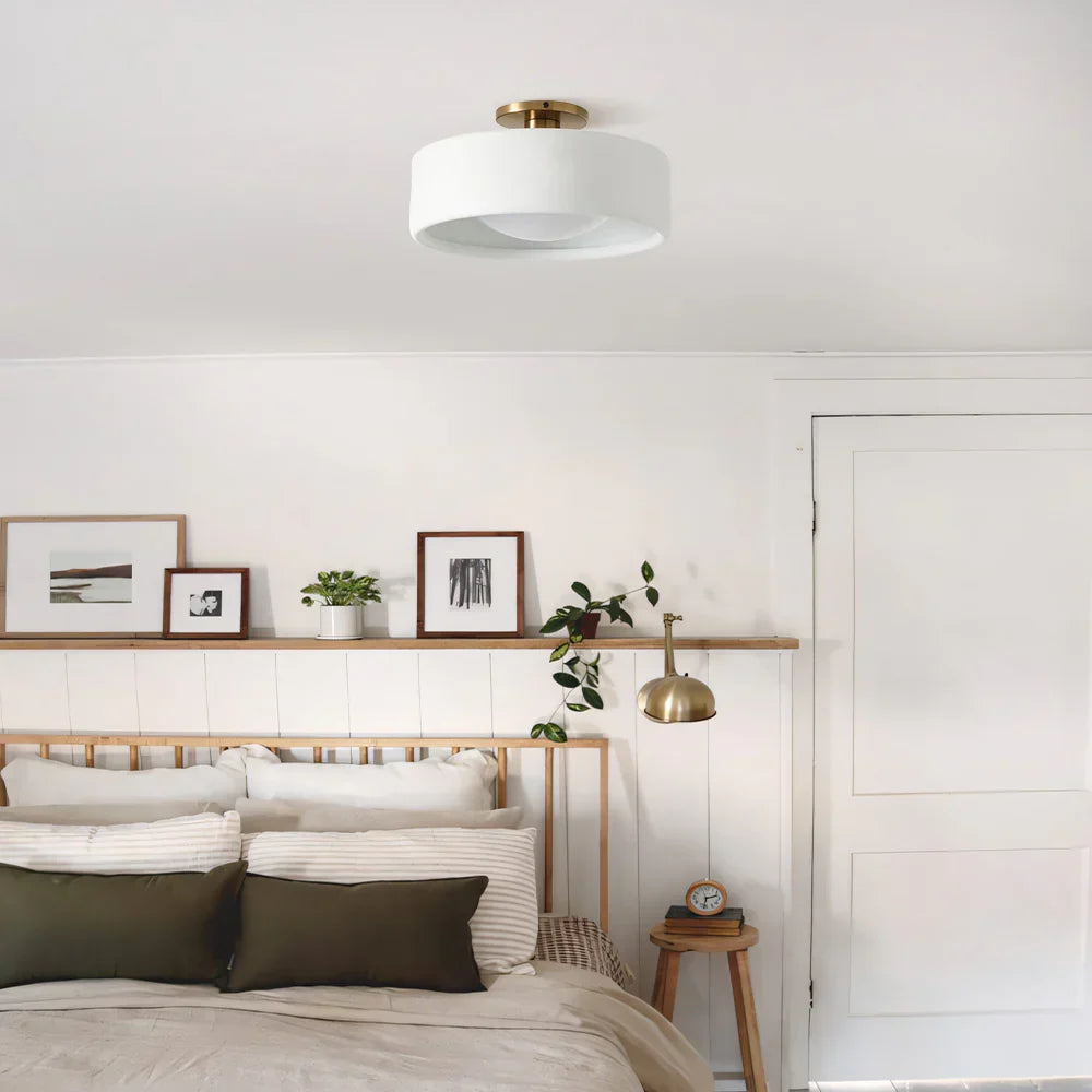 Zora Minimalist Porcelain Ceiling Light | Scandinavian Flush Mount