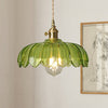 Fay Rustic Tulip Glass Pendant Light | Vintage Ribbed Glass Hanging Lamp