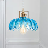 Fay Rustic Tulip Glass Pendant Light | Vintage Ribbed Glass Hanging Lamp