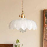 Fay Rustic Tulip Glass Pendant Light | Vintage Ribbed Glass Hanging Lamp