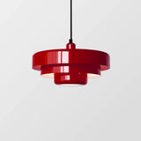 Vintage Layered Shade Pendant Light, Orange Retro Hanging Lamp for Kitchen Island & Seating Area