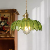 Fay Rustic Tulip Glass Pendant Light | Vintage Ribbed Glass Hanging Lamp